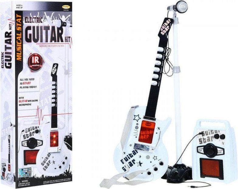 iMex Toys Dětská elektrická kytara bezdrátová + stojan, zesilovač a mikrofon - obrázek 1