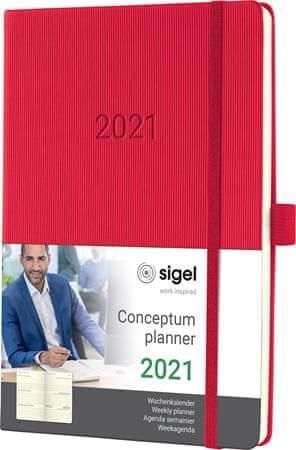 Sigel Diář "Conceptum", v němčině, A5, týdenní, 2021, tvrdé desky - obrázek 1