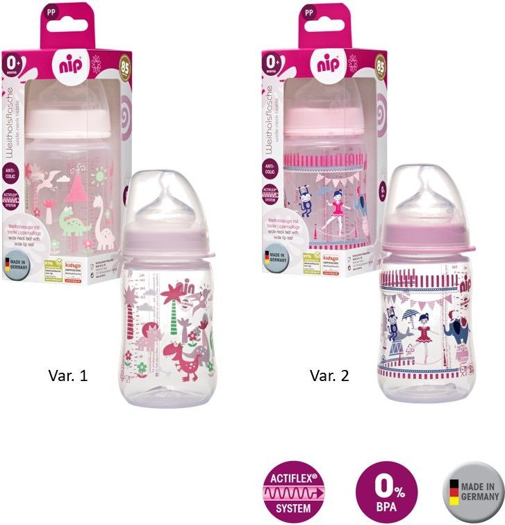 Lahev široká 260 ml PP NIP Silikon M - obrázek 1