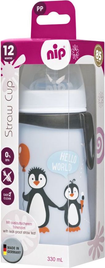 Lahev s brčkem 330 ml NIP Straw Cup Boy - obrázek 1