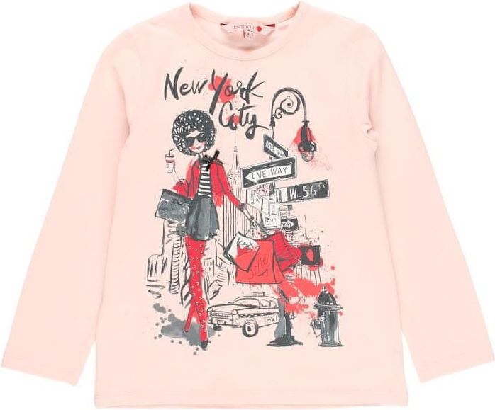 Boboli dívčí tričko s dlouhým rukávem N.Y. CITY OF DREAMS 104 růžová - obrázek 1
