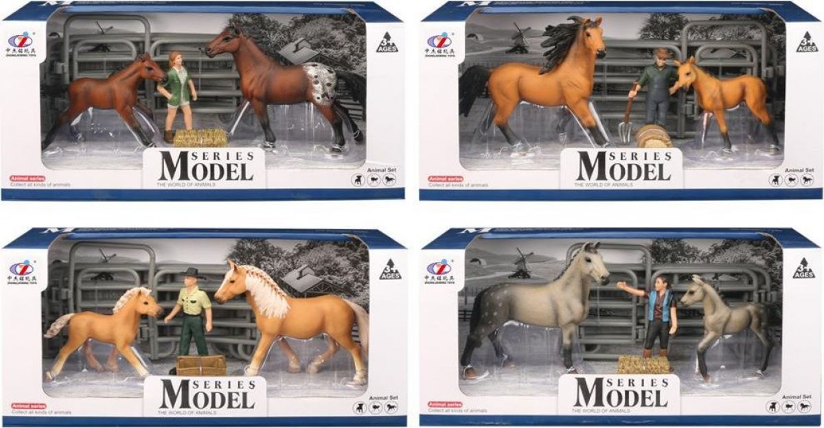 Sada Model Svět zvířat 2 kůň a hříbě s figurkou - obrázek 1