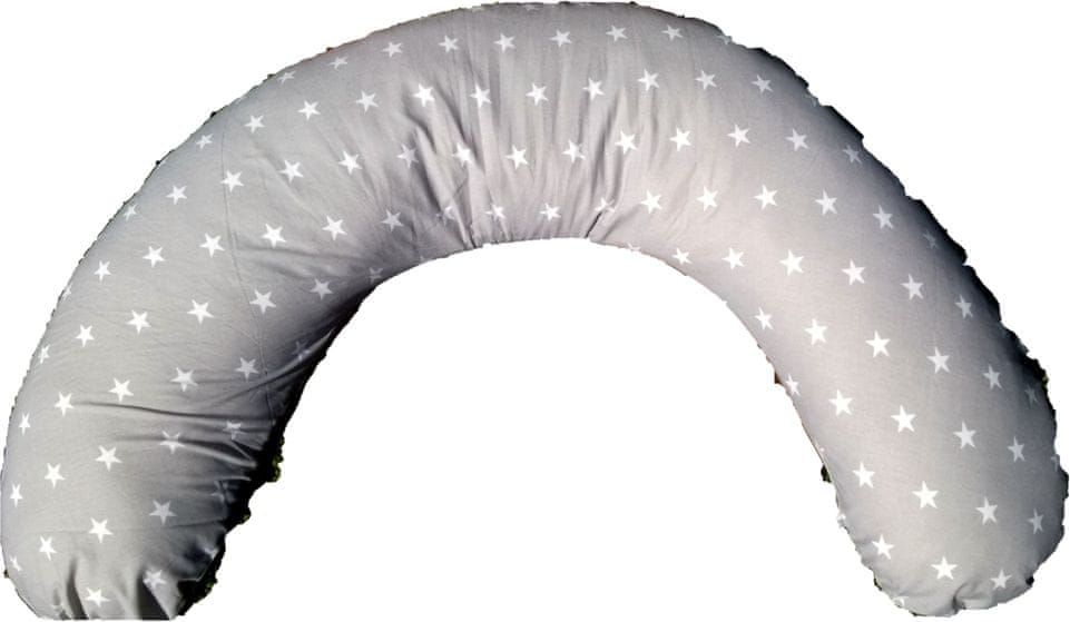 KHC Kojící těhotenský relaxační polštář Miki Obrovský 240 cm Hvězdy na šedé Pratelný potah 12 barevných variant - obrázek 1
