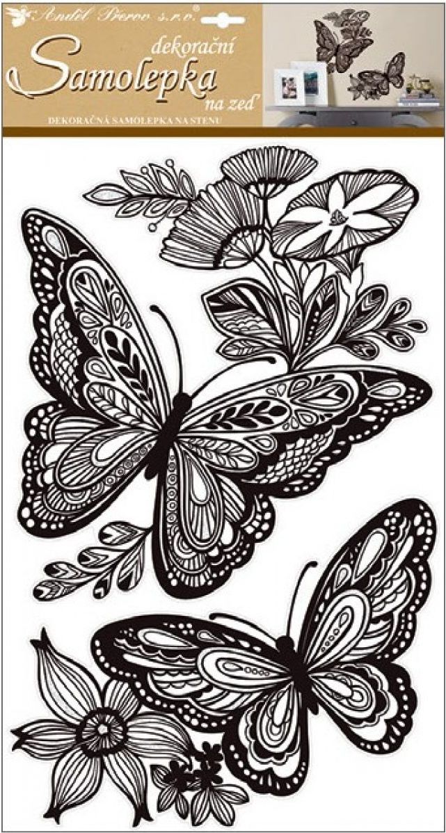 Anděl samolepky na zeď mandala motýli s glitry 60x32 cm - obrázek 1