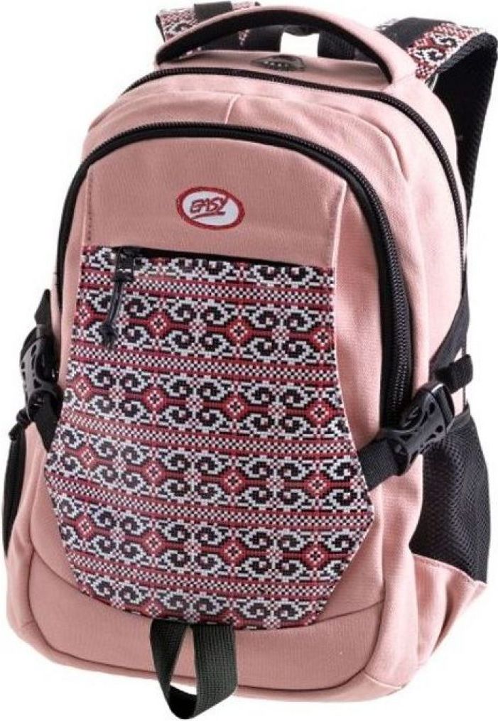 Easy Batoh studentský Růžový černé zipy - obrázek 1