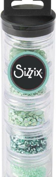 Sizzix Dekorační flitry a korálky pastelové zelené, - obrázek 1