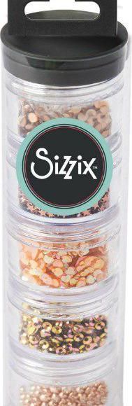 Sizzix Dekorační flitry a korálky růžovo zlaté, sizzix, plastové - obrázek 1