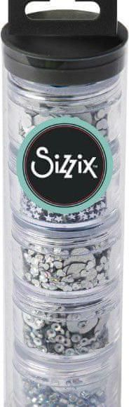 Sizzix Dekorační flitry a korálky stříbrné, sizzix, plastové - obrázek 1