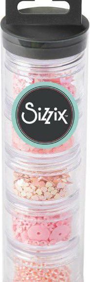 Sizzix Dekorační flitry a korálky pastelové růžové, - obrázek 1