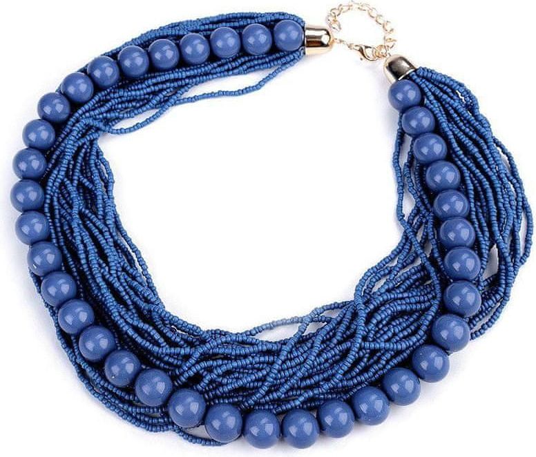 Kraftika 1ks 3 modrá náhrdelník z rokajlu s perlami - obrázek 1