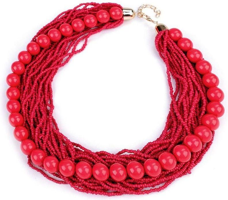 Kraftika 1ks červená náhrdelník z rokajlu s perlami - obrázek 1
