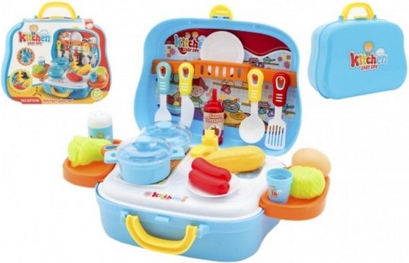 Sada kuchyňka s doplňky plast 20ks v plastovém kufříku 24x20x10cm - obrázek 1