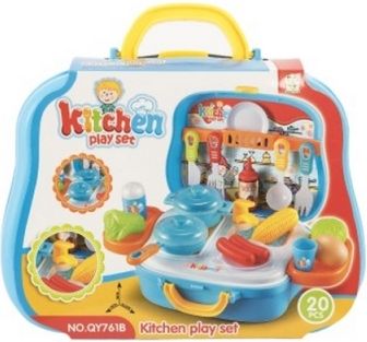 Sada kuchyňka s doplňky plast 20ks v plastovém kufříku 24x20x10cm - obrázek 2