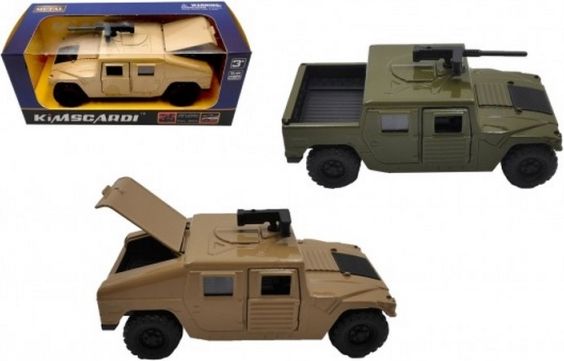 Auto vojenské kov/plast 12cm na zpětné natažení 2 barvy v krabičce 16,5x7x7cm - obrázek 1