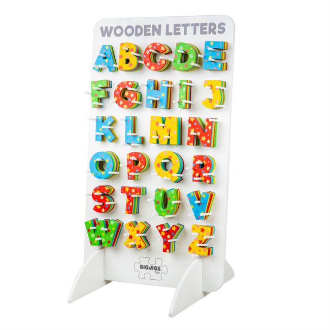 Dřevěná hvězdičková abeceda na stojanu Bigjigs Toys - obrázek 1