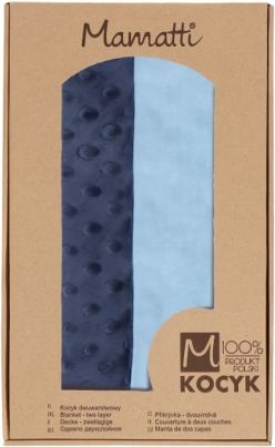 Mamatti Dětská oboustranná bavlněná deka s minky, Happy - 75 x 90 cm, granát-modrá - obrázek 1