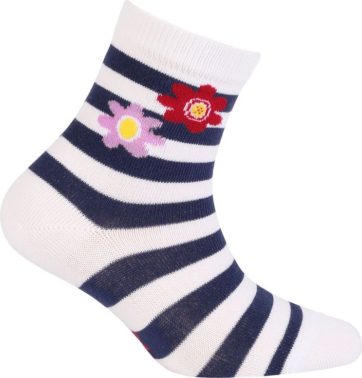 Vzorované dívčí ponožky WOLA KYTIČKY bílé Velikost: 12-14 - obrázek 1