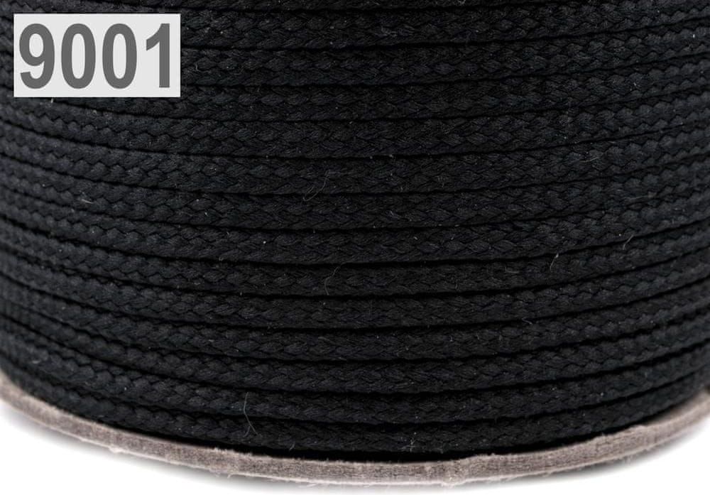 Kraftika 100m 9001 black oděvní šňůra pes ø4mm, polyesterové šňůry - obrázek 1