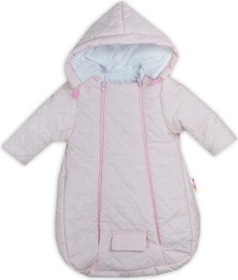 Baby Nellys Kombinézka s kapuci do autosedačky, kočárku Lux ®prošívaná - růžová - obrázek 1