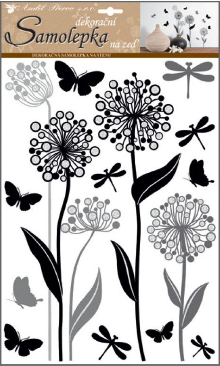 Anděl Samolepky na zeď Květiny s glitry 41 x 29 cm - obrázek 1