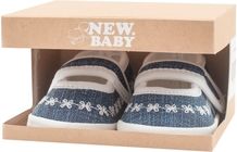 Capáčky kojenecké/Botičky nechodící  - JEANS s bílou - 0-3měs. - obrázek 3