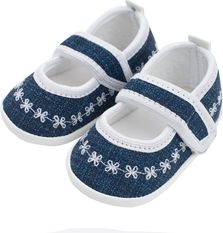 Capáčky kojenecké/Botičky nechodící - JEANS s bílou - 12-18měs. - obrázek 1