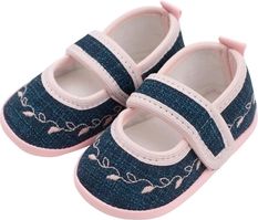 Capáčky kojenecké/Botičky nechodící - JEANS s růžovou - 6-12měs. - obrázek 1