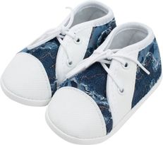 Capáčky kojenecké/Botičky nechodící - TENISKY jeans vzor s bílou - 6-12měs. - obrázek 1
