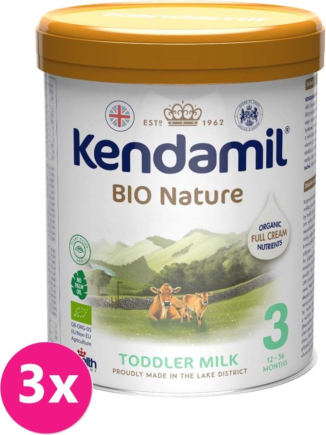 3x KENDAMIL Batolecí BIO Nature mléko 3 (800 g) DHA+ - obrázek 1
