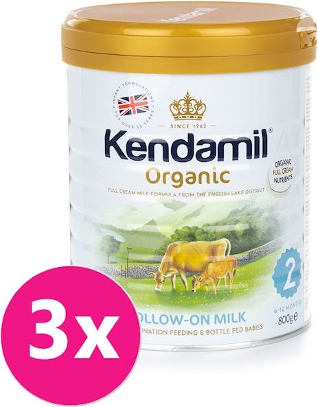 3x KENDAMIL Pokračovací BIO mléko 2 (800 g) DHA+ - obrázek 1