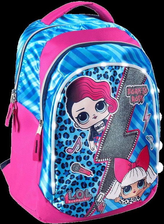 CurePink Školní batoh s LED světýlky LOL Surprise: Born To Rock (objem 35 litrů|31 x 47 x 24 cm) - obrázek 1