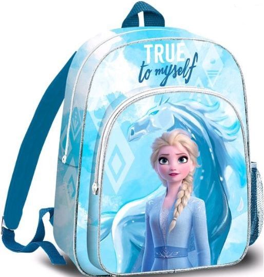 CurePink Dětský batoh Frozen II|Ledové království 2: Elsa (objem 8,7 litrů|24 x 36 x 10 cm) modrý polyester - obrázek 1
