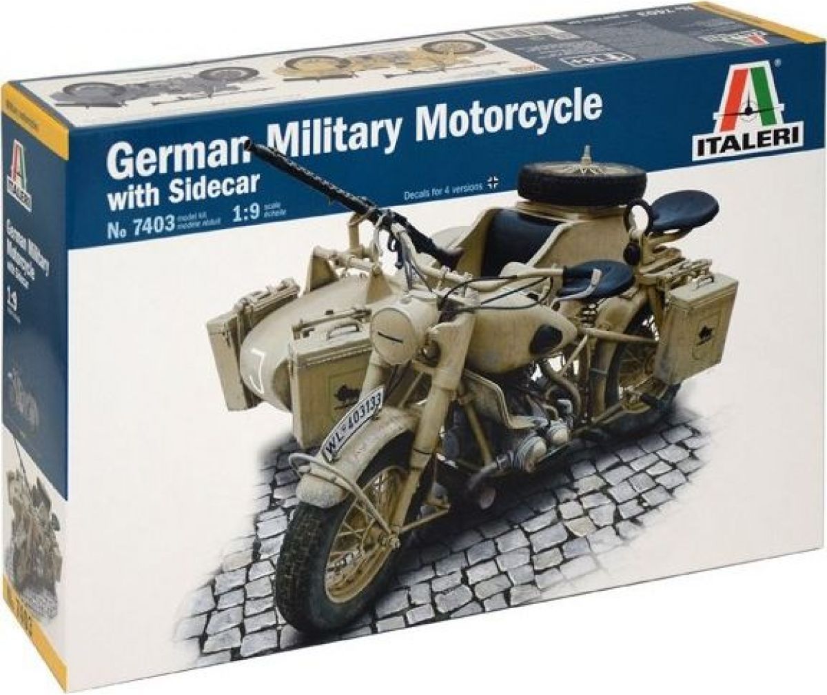 Italeri Model Kit military 7403 German Military Motorcycle with Sidecar 1:9 - obrázek 1