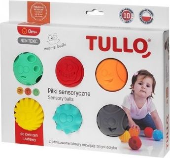 TULLO Edukační barevné míčky 6ks v krabičce, smajlíci - obrázek 1