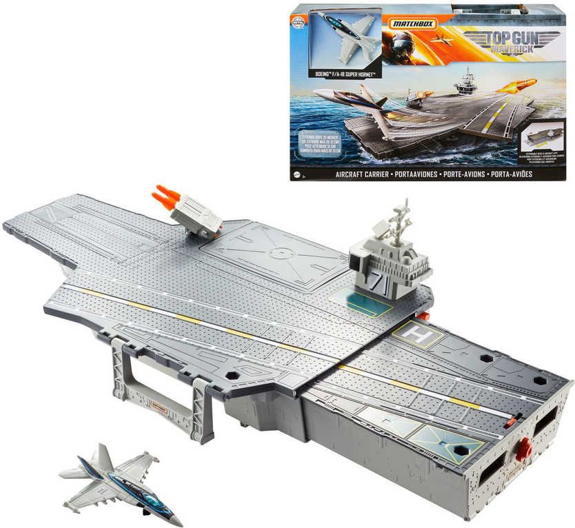 MATTEL Matchbox Top Gun: Maverick letadlová loď set s letadlem a doplňky - obrázek 1