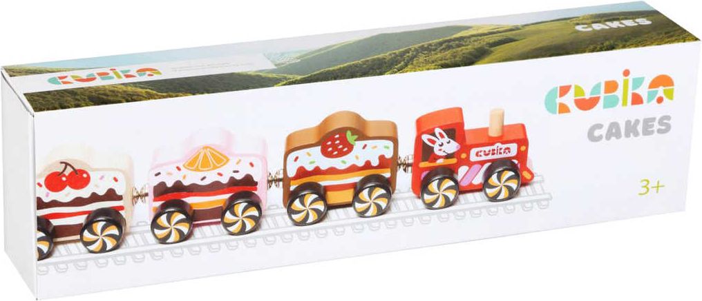 CUBIKA DŘEVO Magnetický vláček sladkosti set mašinka + 3 vagonky - obrázek 1