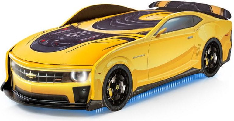 Futuka Kids Postel auto UNO Kamaro, 3D, LED světla, Spodní světlo, Spojler - obrázek 1