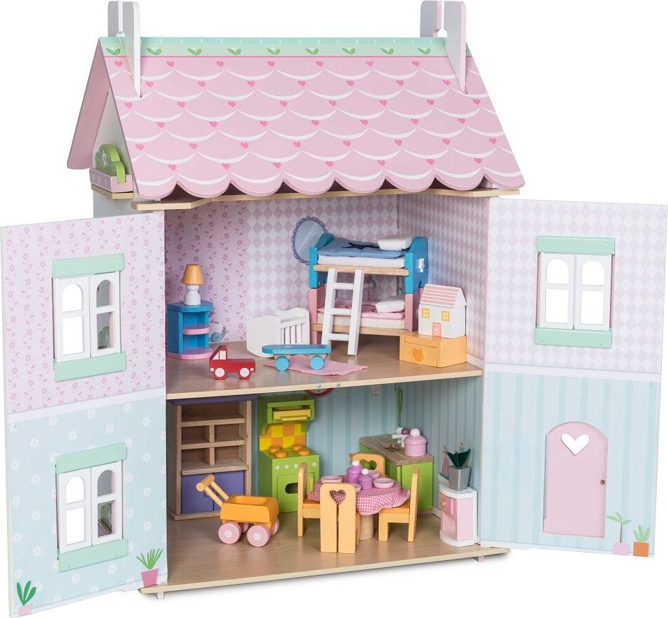 Dřevěný domeček pro panenky s nábytkem 35x63x44 - obrázek 1