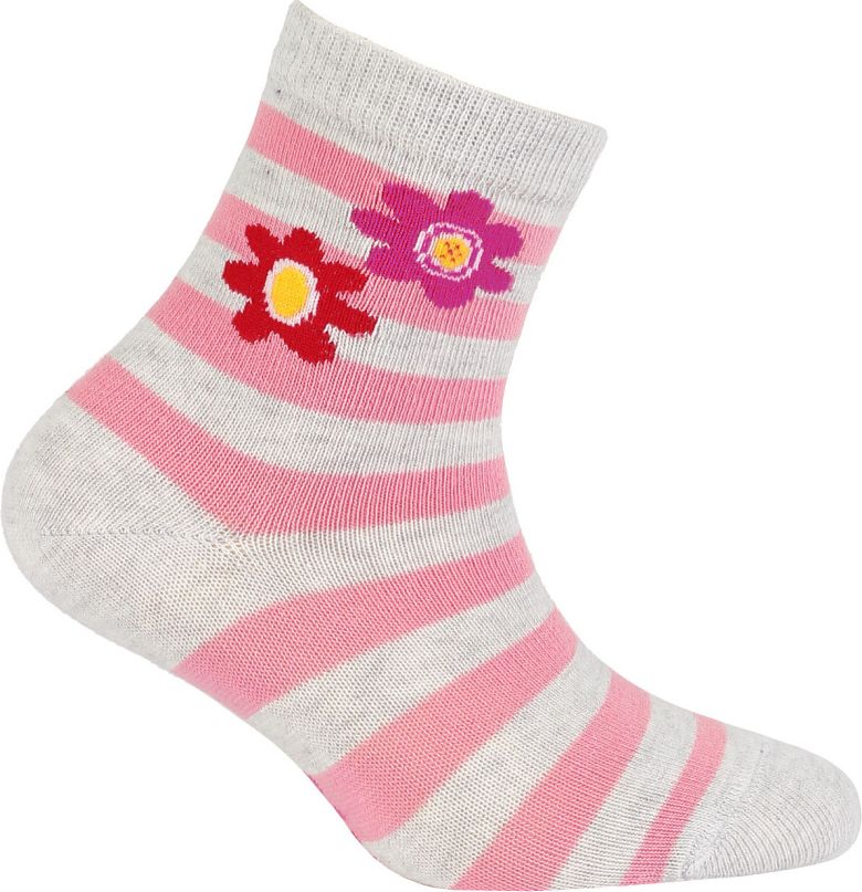 Vzorované dívčí ponožky WOLA KYTIČKY šedé Velikost: 18-20 - obrázek 1