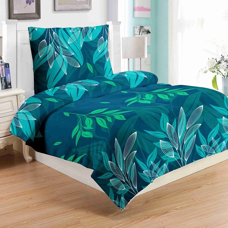 PLYŠOVÉ POVLEČENÍ 140x200 GREEN LEAFS - MIKROFLANEL - obrázek 1