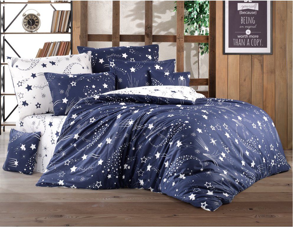 POVLEČENÍ DO VELKÉ POSTELE GALAXY MODRÉ - obrázek 1