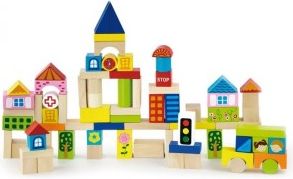 Dřevěné kostky pro děti Viga City 75 dílů, Multicolor - obrázek 1