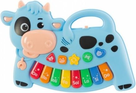 Euro Baby Interaktivní hračka s melodii pianko - Kravička, modrá - obrázek 1