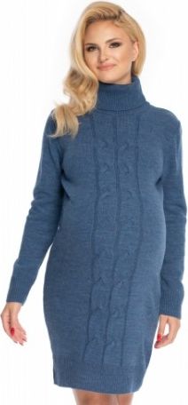 Be MaaMaa Dlouhý těhotenský svetr,šaty pletený vzor - jeans - obrázek 1