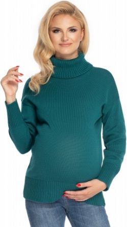 Be MaaMaa Těhotenský svetr, rolák - zelený - obrázek 1