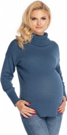 Be MaaMaa Těhotenský svetr, rolák - jeans - obrázek 1