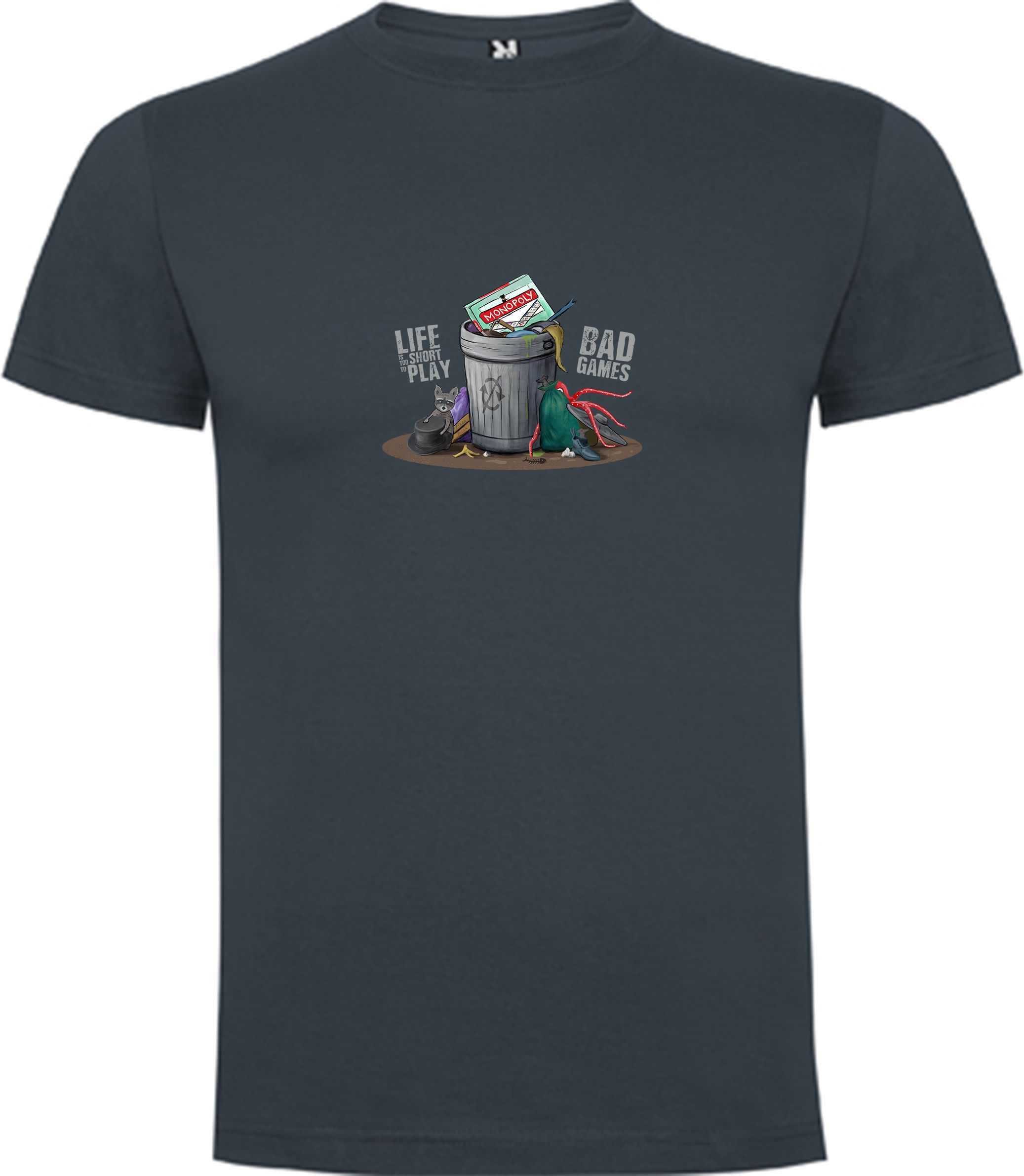 TLAMA games T-shirt "Life is too short" Barva: ebenová šedá, Velikost: XL - obrázek 1