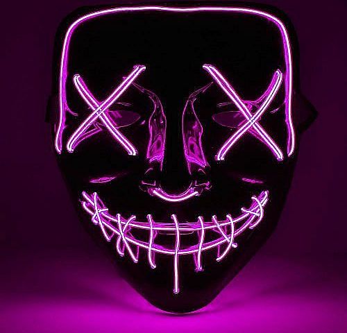 Děsivá svítící maska - růžová - obrázek 1