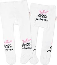 Punčocháče dětské bavlna - LITTLE PRINCESS bílé s růžovou - vel.80-86 - obrázek 1
