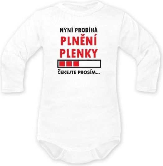 DEJNA Body dlouhý rukáv Plnění plenky - bílé, vel. 68 - 68 (4-6m) - obrázek 1